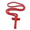 ペンダントネックレス8mm木製のビーズ宗教カトリックウッドビーズロザリオ十字架の十字架のクロスネックレスイースターバプテスマギフト