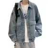 Herrenjacken 2023 Frühling Herbst und Winter Casual Denim Jacke Revers Langarmklappe Taschen Einer Breauza Mantel Feste Farbe