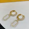 Ontwerper Vol Strass Kristallen Oorbellen Luxe Hanger Oorstekers Mode-sieraden Vrouwen Vergulde Oorbellen