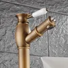 Rubinetti per lavandino del bagno Vidric Ottone antico Rubinetto per lavabo Rubinetto per shampoo e miscelatore freddo Maniglia in ceramica con diamanti Cucina