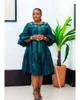 Ethnic Clothing Plus Size African Loose Diamond Dress 2023 Summer For Women Elegant Lady Puff Sleeve Evening Wedding Party Dresses Casual