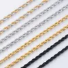 Offre spéciale unisexe Hiphop 3/4/5/6mm plaqué or 18K chaîne de câble métallique torsadé collier en acier inoxydable pour hommes