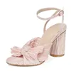 Women BLXQPYT Designer Sandals Sandals Bow Cnot Conteal Cays Open Toe Dress Press Plate Party Wedding Shoes 32