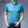 Herr t-skjortor sommarblå siden kortärmad t-shirt 2023 Middle och unga randiga toppislapel halvärmad polskjorta