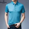 Heren T-shirts Zomer Blauwe Zijde Korte Mouwen T-shirt 2023 Midden En Jong Gestreepte Top Ijs Revers Half mouwen Pole Shirt