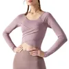 Lu Lu Allinea con l'usura con il cuscinetto per il petto Autunno e inverno Slim-fit Dimagrante Vita attillata Sport Yoga Limone LL Top da donna Pilates Gym Maniche lunghe