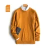 Herrtröjor Cashmere Cotton Blend Pullover Men tröja Autumn Winter Classic Solid Color Jersey Hombre Pull Homme Man Knittad 231213