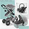 Cochecitos # Cochecitos Cochecito de bebé de alto paisaje 3 en 1 Mamá Pink Travel Pram Carro Cesta Asiento de automóvil y carro Entrega de entrega Niños Maternidad Dhtb3 Q231215