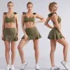 2024 Lu Align With Anti Shorts Lady Sport Tennis Frauen Yoga Sets Outfits Mädchen Rüschen BH Rock Sport Activewear Anzüge Zitronen LL Übung