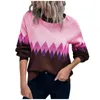 Damskie dzianiny tee damskie moda swobodna vintage Diamond Check Colorblock Long Rleeve Sweter Women's Sweter Trend Pulls Chauds 231213