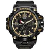 SMAEL 1545 Brand Men Sports Watches Double affichage Analog Digital LED Electronic Quartz Wristcarches étanche nageuse militaire WA342K