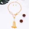 Pendanthalsband 6Color Bohemian Style Fashion Multil Charm smycken Harts Pärla Handgjorda Tassel Statement Choker Necklace Earring Set Women