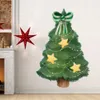 Arbre de pin de noël peint à la main avec étoiles dorées, autocollants muraux avec nœud papillon, pour salon, chambre à coucher, autocollants décoratifs pour la maison, DIY bricolage