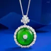 Chaînes précieux émeraude diamant pendentif collier 925 en argent sterling fête de mariage Chocker pour les femmes bijoux de mariée