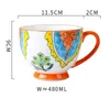 Tasses 480ML tasse en céramique peinte à la main pour les femmes grande capacité tasse micro-ondable lait petit déjeuner café style américain fait à la main