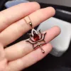 CoLife Jewelry Silver Lotus Flower Pendant for Daily Wear Natural Garnet Silver Pendant Chinese Style 925 Silver Garnet Pendant