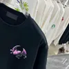 ファッションラグジュアリーシャツラウンドネックメンズTシャツレターJACQUARDコットンショートスリーブタイドストリートTシャツ高品質のポロ刺繍シャツブラック