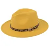 Mode Brede Rand Fedora Hoeden Luipaard Print Riem Versieren Wolvilt Fedora Hoed Caps Mannen Vrouwen Jazz Panama Cap Trilby Sombrero3836599