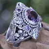 Bague d'améthyste de luxe antique Taiyin feuille princesse bagues de fiançailles pour femmes bijoux de mariage anneaux de mariage accessoire taille 6-10 Fre258w