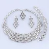 Italian Gold Color Jewelry Set Elegant Crystal Necklace Earrings Ring Bracelet For Women Bride Wedding Party Accessories