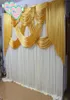 10x10ft guld och vita bröllopsbakgrundspaneler Event Party Curtain Drape Ice Silk Bakgrundsduk för scendekoration3441666