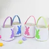 Easter Bunny Bags Rabbit Ear Easter Baskets Easter Egg Hunt Basket for Kids Bunny Canvas Tote Gifts Bags Candy Bags FMT2101