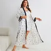 Vêtements de nuit pour femmes XL-5XL Big Taille NightyRobe Ensemble Femmes Peignoir Robe Loungewear Été Satin Kimono Chemise De Nuit Costume Rayonne Robe À La Maison