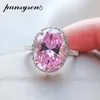 Band Rings PANSYSEN 100 925 Sterling Silver Oval Cut Citrine Simulated Diamonds Ring Women Wedding Party Fine Jewelry Wholesale 231212