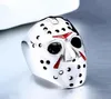 Anello da uomo in acciaio al titanio 316L Biker Jason Voorhees Maschera da hockey con colore rosso Anello antico Misura gioielli 714298P1622177