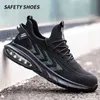 med Cap Safety Steel Anti Toe Smash Men Work Shoes Sneakers Lätt punktering Bevis andningsbar svart designer Dropshipping Size Fact 143