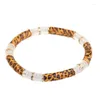 Strand Boho Elastic Golden Metal Disc Leopard Plastique en plastique Résine Bamboo Tube bracelets Bracelets pour femmes bijoux à la main BC487