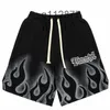 Herren Shorts Männer Baumwolle Jogger Sommer Track Kurze Schwarz Hip Hop Streetwear Harajuku Jogginghose Feuer Flamme Gedruckt 230414