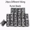 24pcs Top Silver Norse Viking Runes Charms Beads Findings for Bracelets for Pendant Necklace Beard or Hair Vikings Rune Kits2316