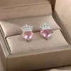 Orecchini a bottone con corona in acciaio inossidabile con diamanti per donna Ragazza in oro Compleanno Anniversario di matrimonio Gioielli di moda RegaloStud198j