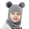 Basker 2-7 snöhattar barn öronflap beanie småbarn vinter hatt fleece fodrad randen öronflikar