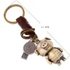 Keychains Re Fashion Animal Retro Woven Leather Keyring Lovely Pig Gift For Men Women Bag Hanging Bronze Alloy Vintage Keychain J2335