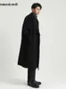 Kurtki męskie Mauroicardi jesienne zima długie, zbyt duże, miękkie, ciepłe, ciemnoszare wełniane płaszcze mężczyźni luźne luksusowe designerskie ubrania 231214