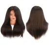 18 inch bruin 100 echt menselijk haar Trainingshaar Kapper Mannequin hoofden Poppenhoofd Lang haar Kapsel Oefenhoofd Beauty9673115