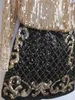 Tvådelt klänning födelsedagsfest koreansk kvinnors mode tunga hantverk nagelpärla långärmad paljettskjorta med skinkor och kjol 2st. Set 231213