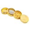 Gold tobacco herb grinder 40mm 50mm 60mm 4 parts zinc alloy metal grinders