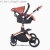 Strollers# Strollers# High Quality Baby Stoller 3 In 1 Pram Landscape Fold PU Leather Kinderwagen Carriage Car Born Pushchair300j Q231215