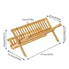 Kitchen Storage Bamboo Dish Rack Drying Holder Utensil Drainer Plate Wooden Flatware