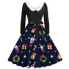 Casual Jurken Dames Vintage Jurk Harige V-hals Warm Slanke Lange Mouw Kerst Jaren 1950 Rok Huisvrouw Avondfeest Prom Sexy