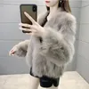 Kvinnors päls päls mode koreansk avslappnad vinterrock 2023 imitation hår varm grå vit toppar rockar mink svart