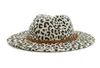 Winter Luipaardprint Fedora Hoeden voor Dames Mode Platte Brede Rand Wolvilt Jazz Fedora Hoeden voor Mannen Luipaard Goth Top Vintage Wedd5529200