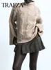 Frauenpullover TRAFZA Mode Pullover Solide Rollkragen Lange Ärmel Schlitz Ausgehöhlt Dekorieren Herbst Pullover Top Frau 2023 Trendy 231214