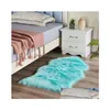 Tapis doux en fausse fourrure en peau de mouton, chaise moelleuse, cheveux longs, tapis de chambre à coucher pour enfants, en peluche, laine poilue, zone de siège, tapis en fourrure, goutte de Dhq6B