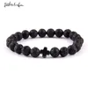 Petit MingLou nouveau à la mode jésus croix charme hommes bracelets pierre de lave noire 8mm perles Bracelets bracelets pour femmes Jewelry262z