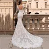 Boho koronkowe sukienki ślubne syreny długie rękawy seksowne backless sondy ślubne aplikacje kości słoniowej Naga podszewka urocza sukienka panny młodej 2024 Vestido de novia