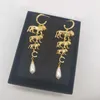 2022 Toppkvalitet Charm Pendant -halsband med tre lejon i 18K guld pläterat för kvinnor bröllop smycken gåva drop örhänge har låda s2270